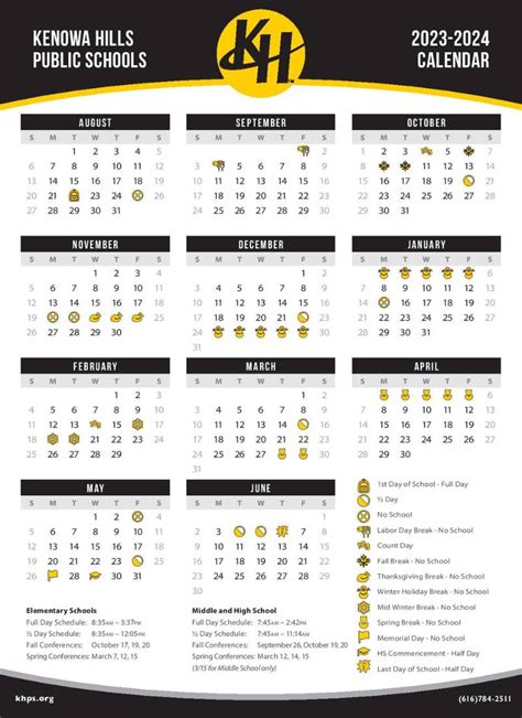 Kenowa Hills Calendar